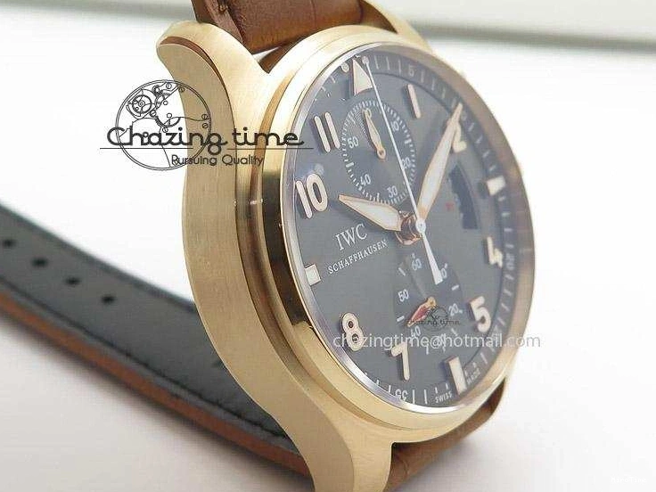 MIROTIME 0512 Youthful Pilot Chrono RG 3878 Gray Dial on Light Brown Leather Strap A 7394
